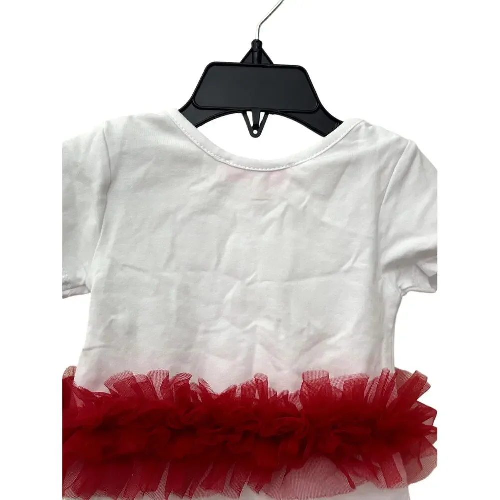 Popatu Merry Christmas One Piece Short Sleeves Tutus White Kids 0-3 Months NWT
